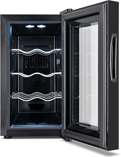 Adega climatizada Philco 8 garrafas PAD8 preta com porta de vidro duplo e display digital touch
