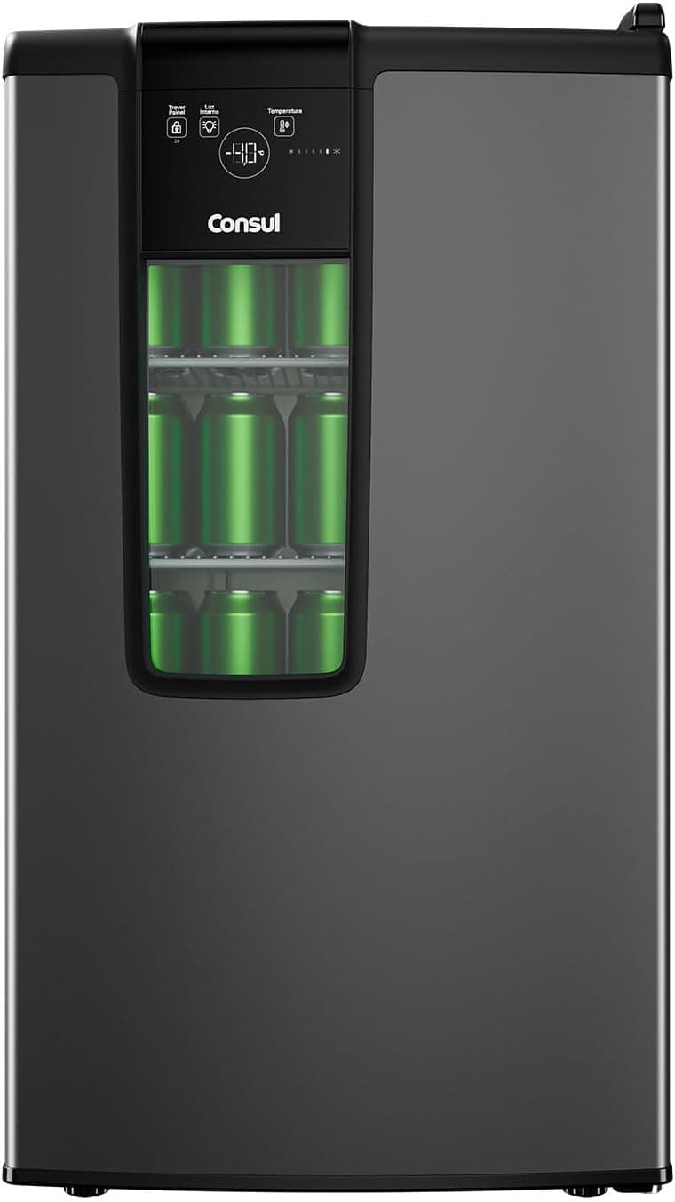 Cervejeira Consul Titanium CZD12MT com porta de vidro, display digital touch e cervejas no interior
