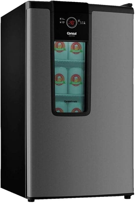 Cervejeira Consul Mais 82 litros Titanium CZD12AT com porta de vidro panorâmico, display digital touch e iluminação LED
