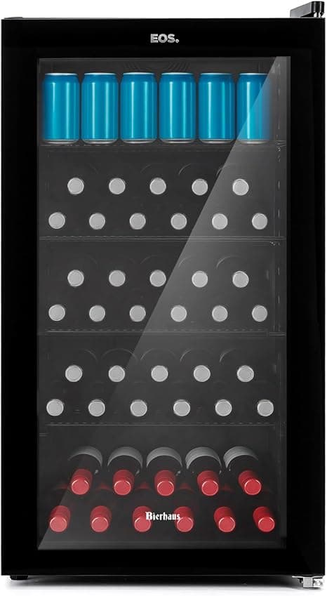 Cervejeira EOS Bierhaus 98 litros preta ECE100 com porta de vidro triplo Full Glass e display digital touch